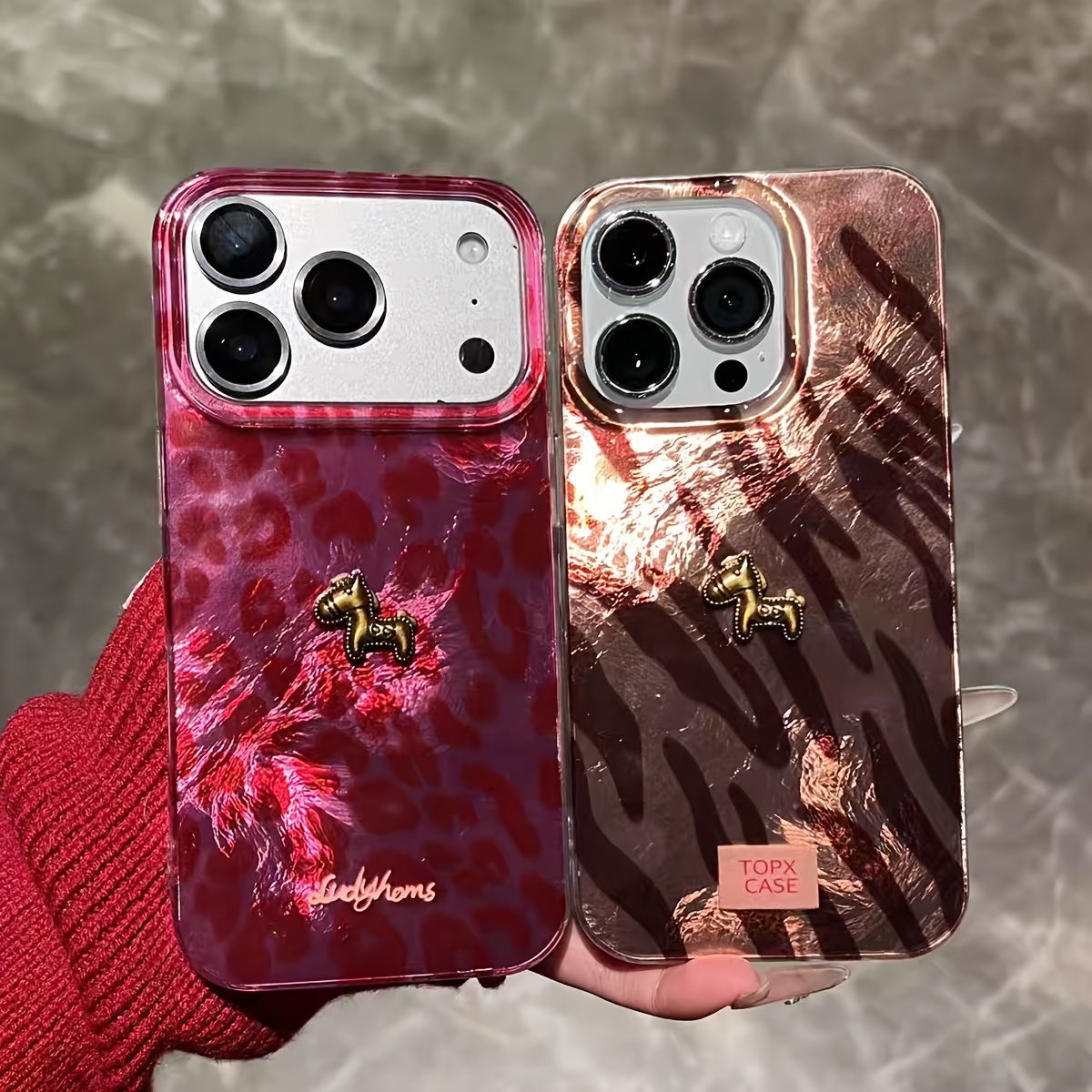 3D Printing Iphone - เคสโทรศัพท์ลายเสือดาว 3D พร้อมลายม้าโพนี่ สำหรับ iPhone 16
