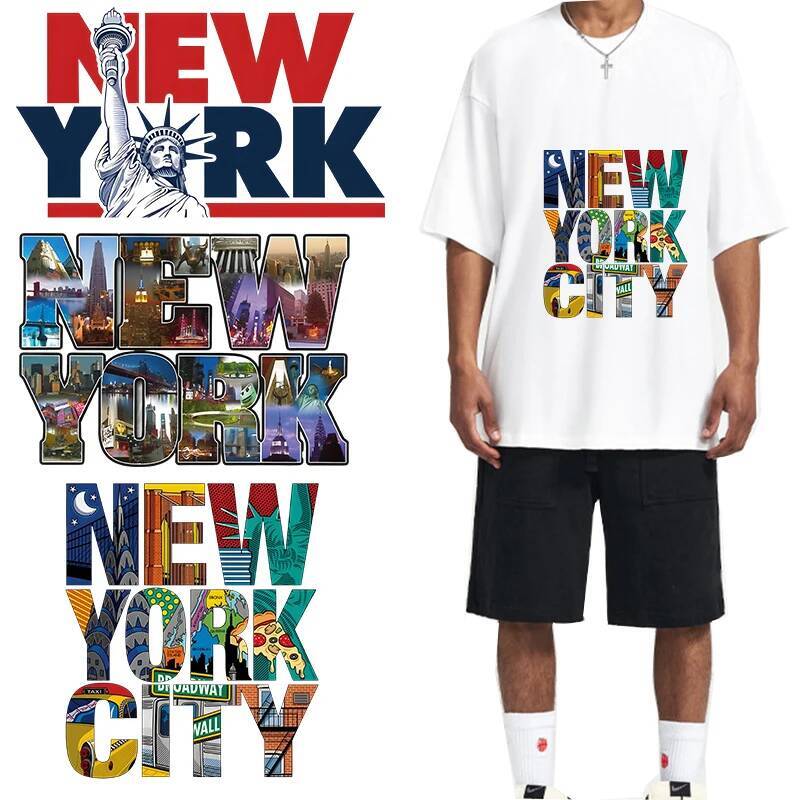 3D Printing York - New York ตัวอักษร DTF ความร้อนไวนิลเสื้อผ้าพิมพ์ patch