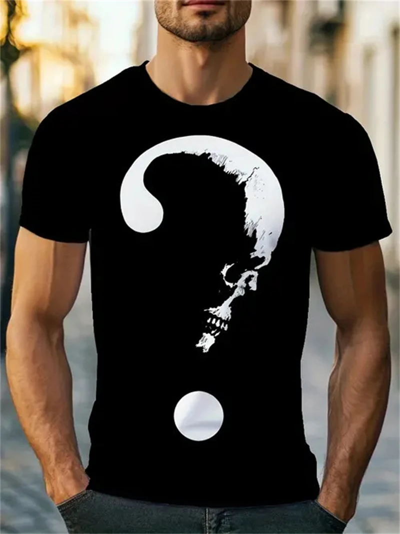 3D Printing Question - เสื้อยืดพิมพ์ลายหัวกะโหลกสีดำสำหรับผู้ชาย คอกลม แขนสั้น สไตล์โกธิค ลำลอง สตรีทแวร์