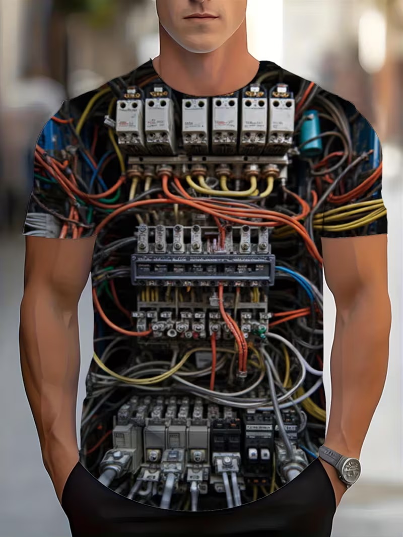 3D Printing Engineer - เสื้อยืดพิมพ์ลาย 3 มิติ วงจรไฟฟ้า สำหรับผู้ชาย ลายกราฟิกวิศวกรอิเล็กทรอนิกส์