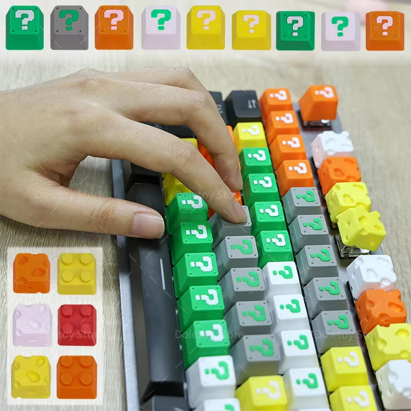 3D Printing Question - ชุดคีย์แคปคีย์บอร์ดกลไกแบบแกนไขว้พิมพ์ 3 มิติ ดีไซน์การ์ตูน ปุ่มคำถาม ชีส