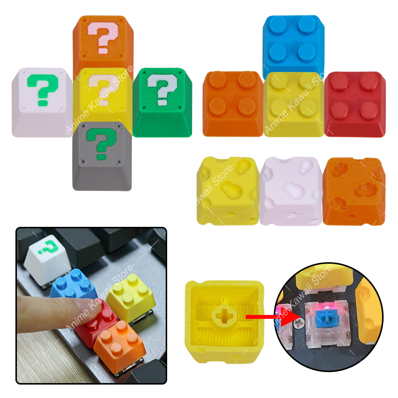 3D Printing Question - คีย์บอร์ดกลไกแบบแกนไขว้พิมพ์ 3 มิติ ลายการ์ตูนเครื่องหมายคำถามชีส ดีไซน์ส่วนตัว ปุ่มควบคุมทิศทาง
