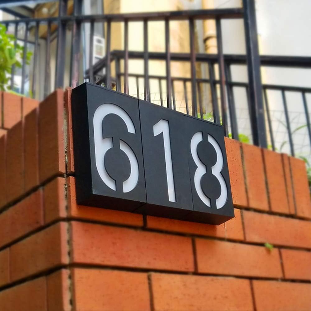Build Plate - ป้ายเลขที่บ้านแบบใช้พลังงานแสงอาทิตย์ 1 ชิ้น สำหรับภายนอก ป้ายเลขที่บ้านในสวน ป้ายเลขที่อาคาร