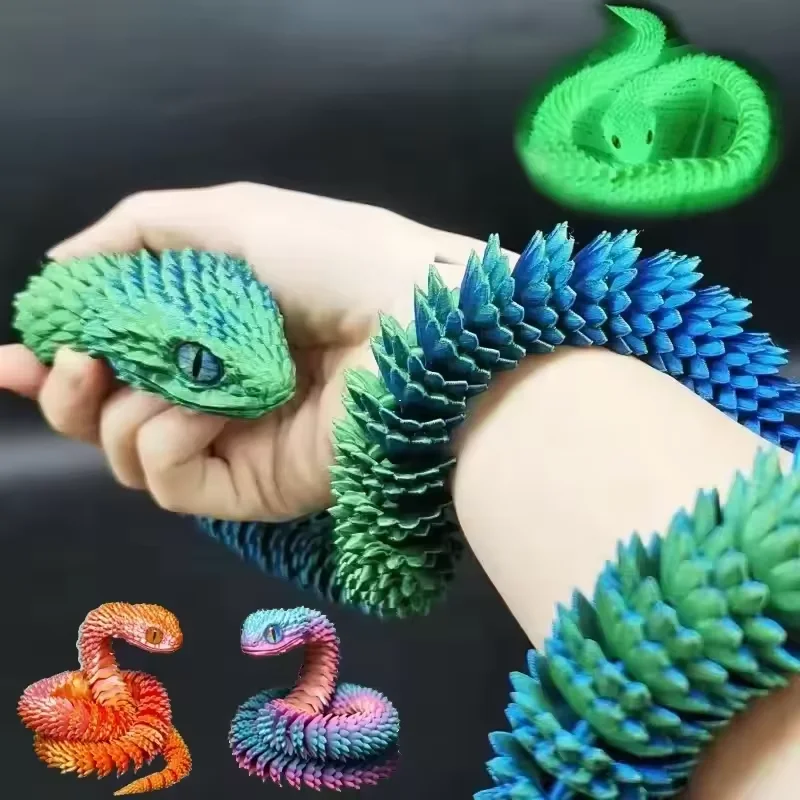 3D Printing Joints - ของเล่นงูพิมพ์ 3 มิติ ข้อต่อขยับได้ ของเล่นบีบคลายเครียด รูปงูจำลอง