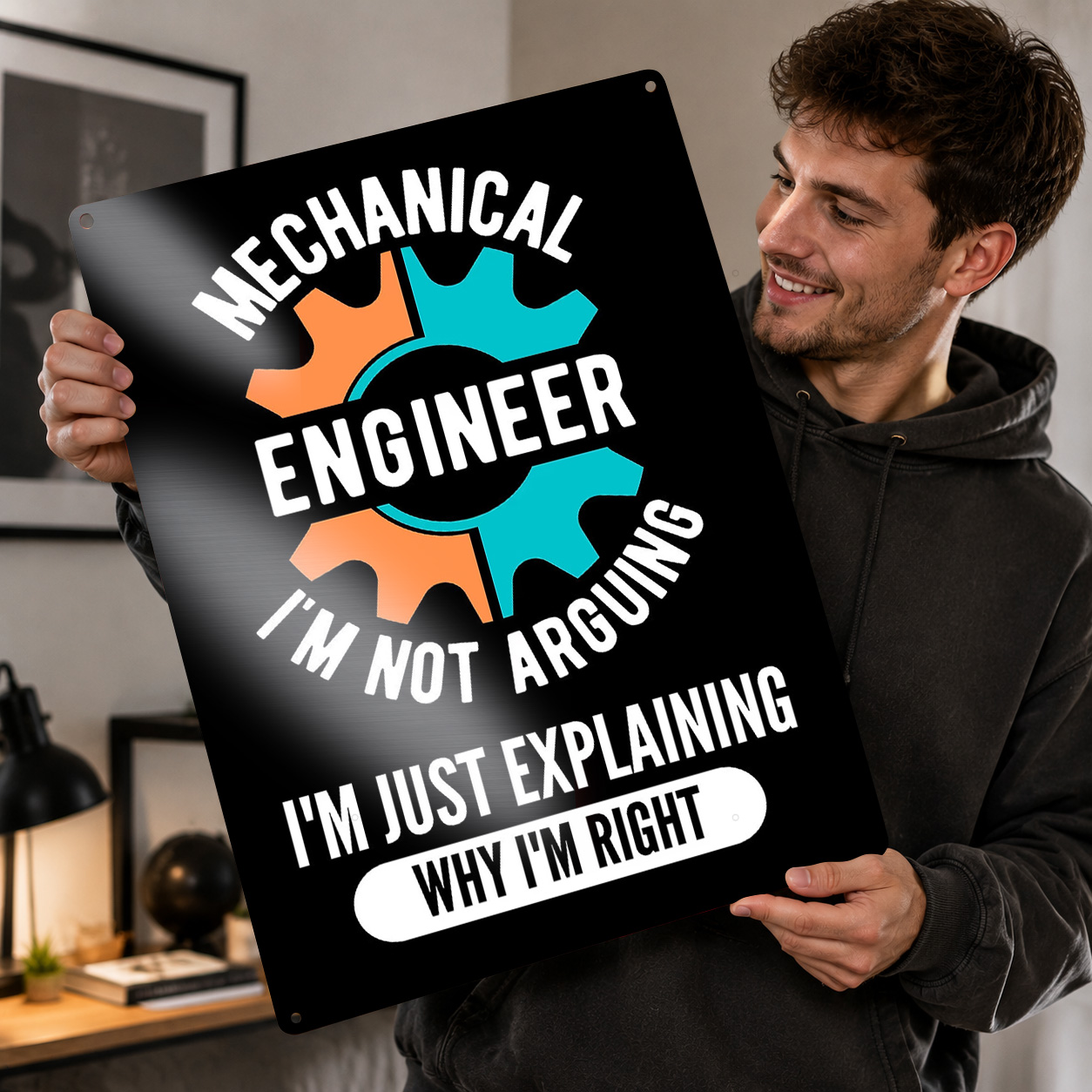 3D Printing Engineer - โปสเตอร์พิมพ์ลาย 3D วิศวกรเครื่องกลสุดฮา ป้ายโลหะวินเทจแบบกำหนดเองสำหรับตกแต่งผนังบ้านและห้อง