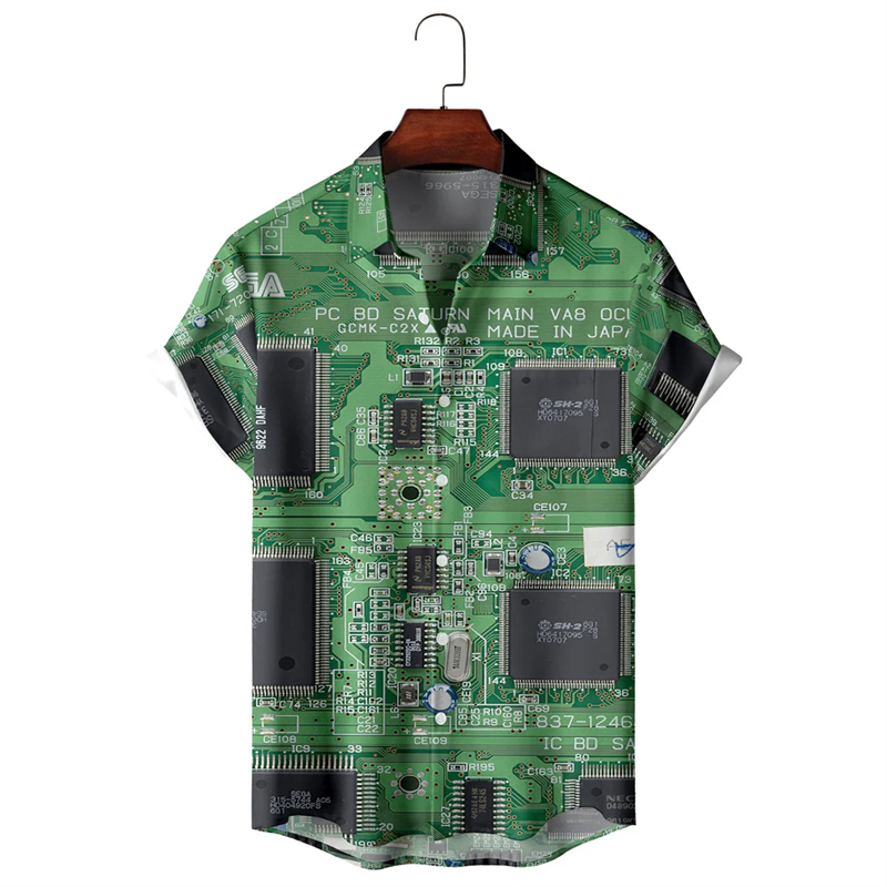 3D Printing Engineer - ชิปอิเล็กทรอนิกส์เสื้อลายพิมพ์3มิติสำหรับผู้ชายเสื้อผ้ามาเธอร์บอร์ดวิศวกรเสื้อแขนสั้นเสื้อชายบุคลิก