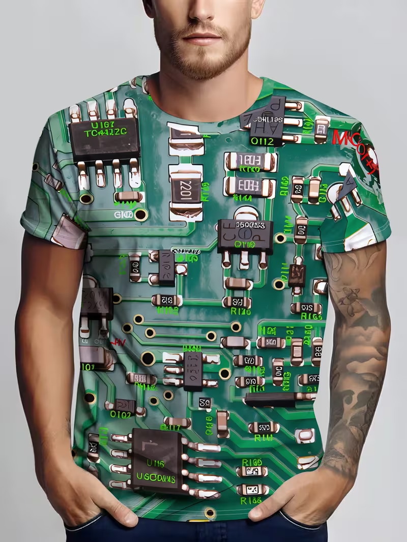 เสื้อยืดพิมพ์ลาย 3 มิติ วงจรไฟ - 3D Printing Engineer บทวิจารณ์และราคา
