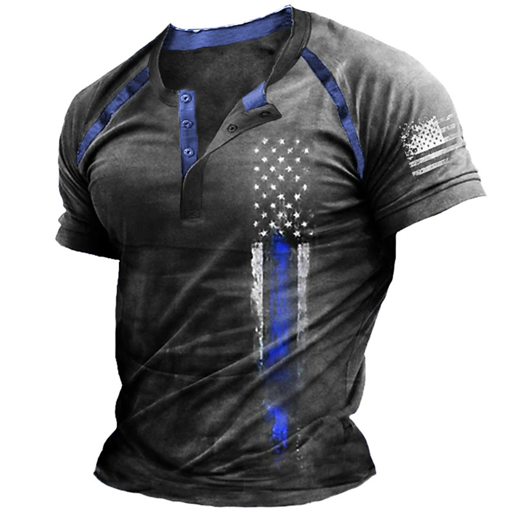 เสื้อเชิ้ตเฮนรี่พิมพ์ลายธงชาติ - 3D Printing Kpop บทวิจารณ์และราคา