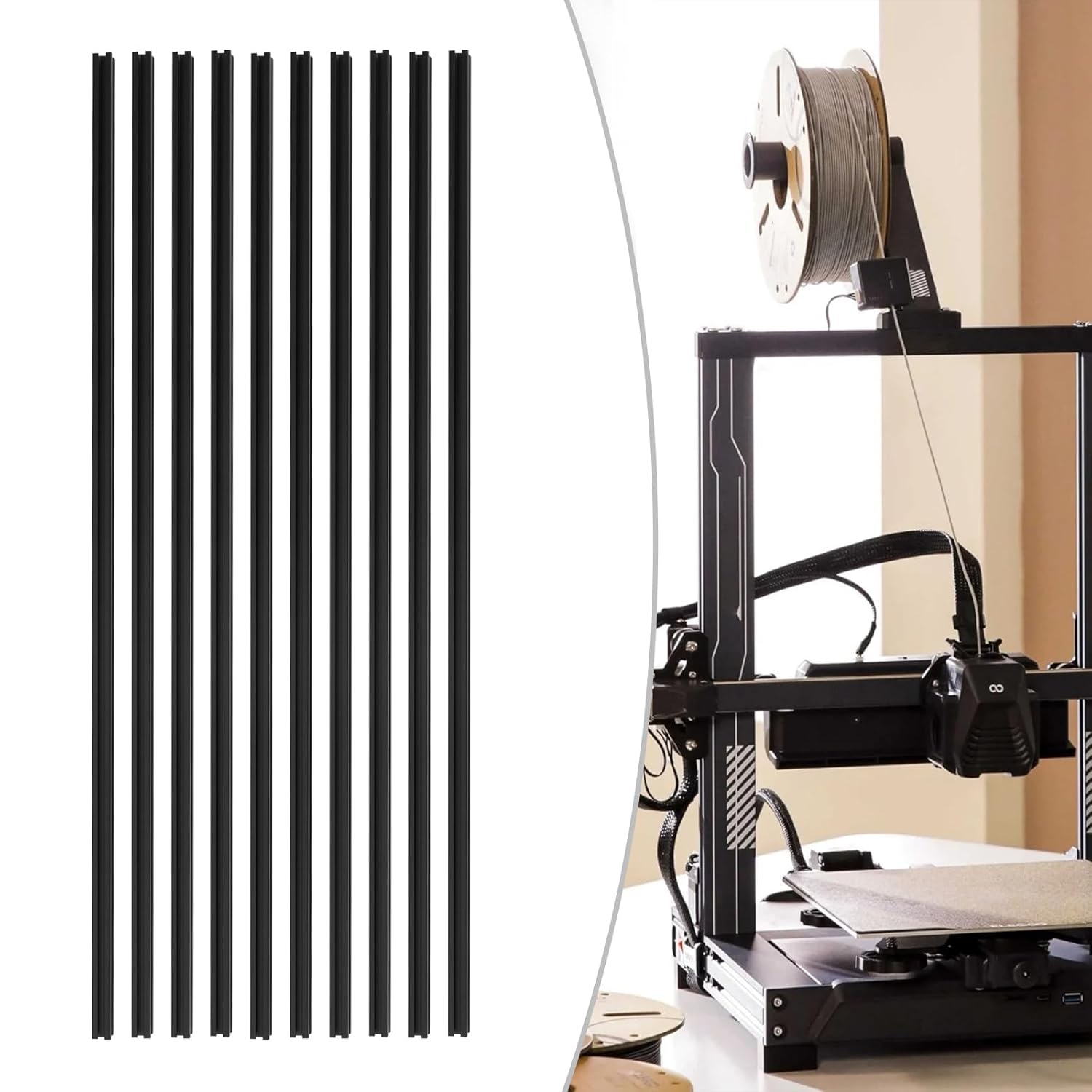 รางอลูมิเนียมแบบ T-Slot สีดำ ข - 3D Printer Enclosure Frame บทวิจารณ์และราคา