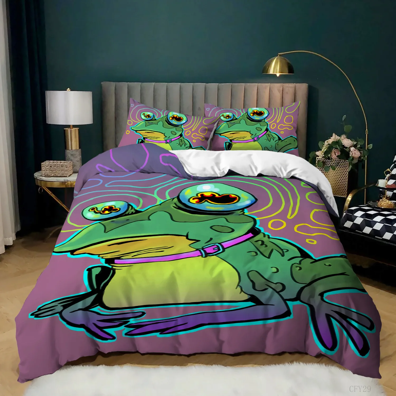 กบชุดผ้านวม King Size ตลกกบ Tr - 3D Printing Quilting บทวิจารณ์และราคา